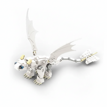 Toothless‑Style Dragon MOC Building Set | LEGO‑Compatible Construction Bricks for Kids & Collectors White