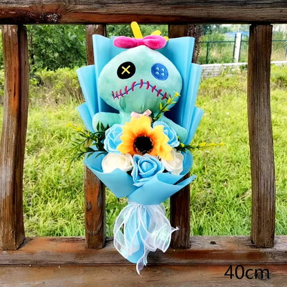 Lilo & Stitch Plush Flower Model Bouquet | Soft Plush Rose Bouquet - Valentines Gift Multi 2