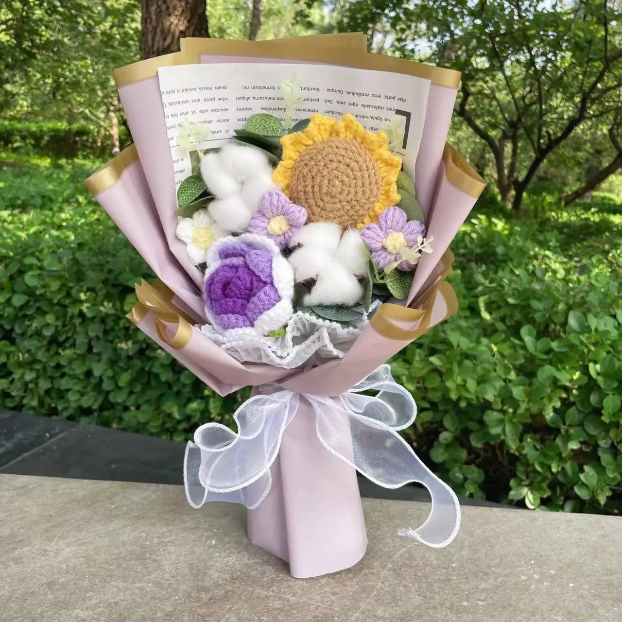 Plush Crochet Gift Flower Bouquet Tulip 5