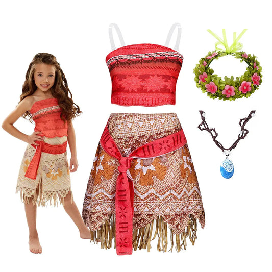 Girls Moana Two Pieces Costume (Age 3-14YRS)