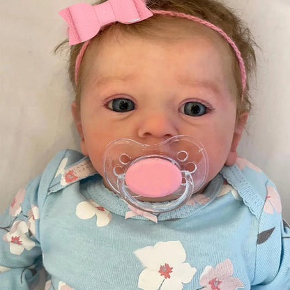 Reborn Baby Doll Felicia Blue Eyes Doll Soft Hand-Rooted Hair 45-48cm