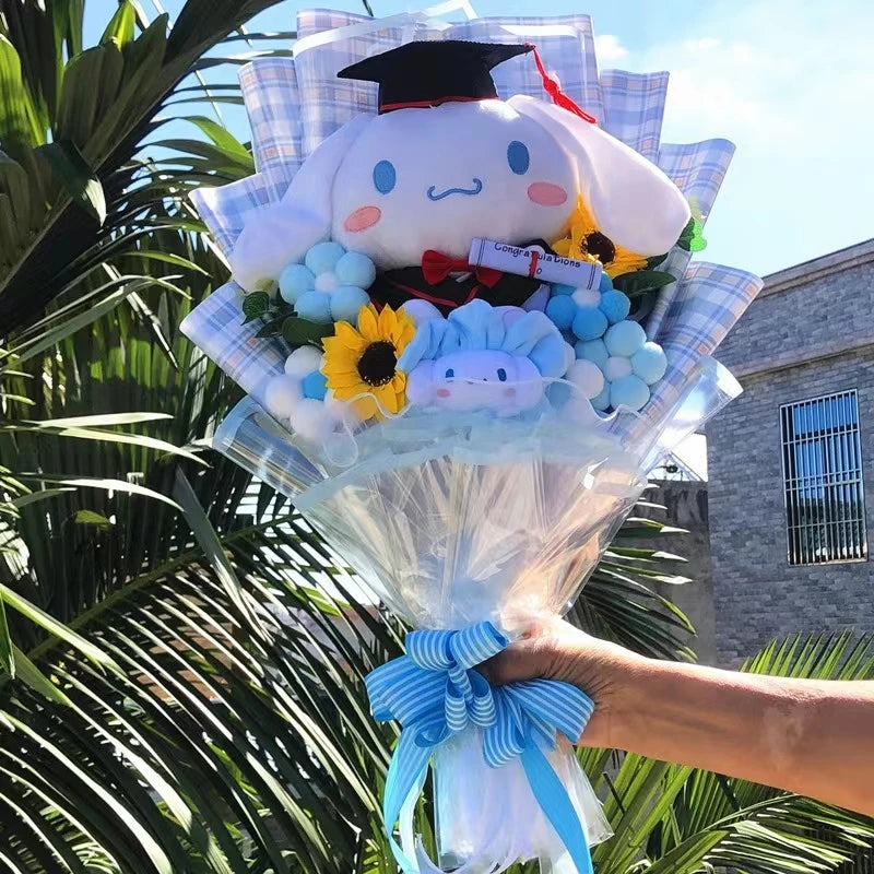 Sanrio Graduation Plush Flower Gift Bouquet – My Melody, Kuromi & Cinnamoroll