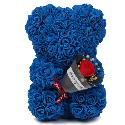 Rose Teddy Bear Bouquet – Handmade Gift Box for Valentine’s Birthdays & Special Occasions Navy