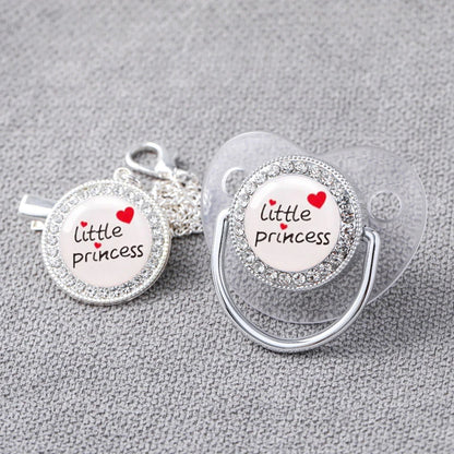 Baby Rhinestone Silver Luxury Pacifier Dummy Clips