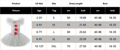 Girls Gray Joker Tutu Costume – Handmade Mesh Dress for Halloween & Cosplay | Ages 2–12Y