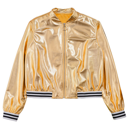 Girls Metallic Long Sleeve Zipper Jacket (Age 6-16 YRS)