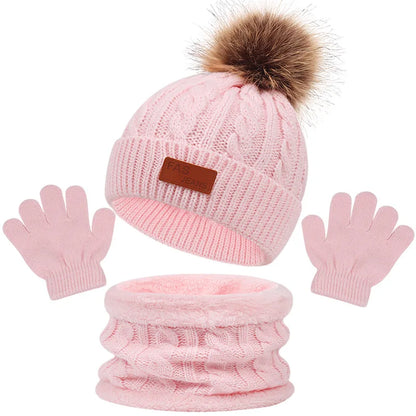 Baby/Toddler Hat Scarf & Gloves Set (Age 12M-5YRS) Pink 1-5Y