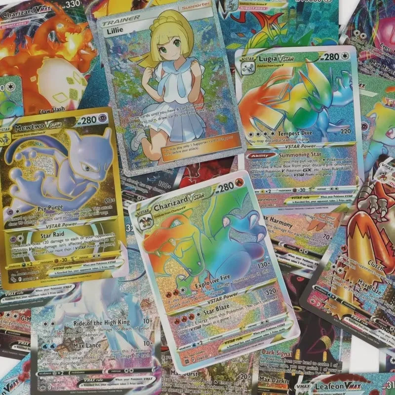 60-100Pcs English Pokemon Cards GX Tag Team 1996 Vmax EX V Mega Vstar Trainer Shining Game Battle Carte Trading Collection Cards