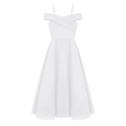 Girls Chiffon Off-the-Shoulder Adjustable A-Line Dress (Age 4-16 YRS)