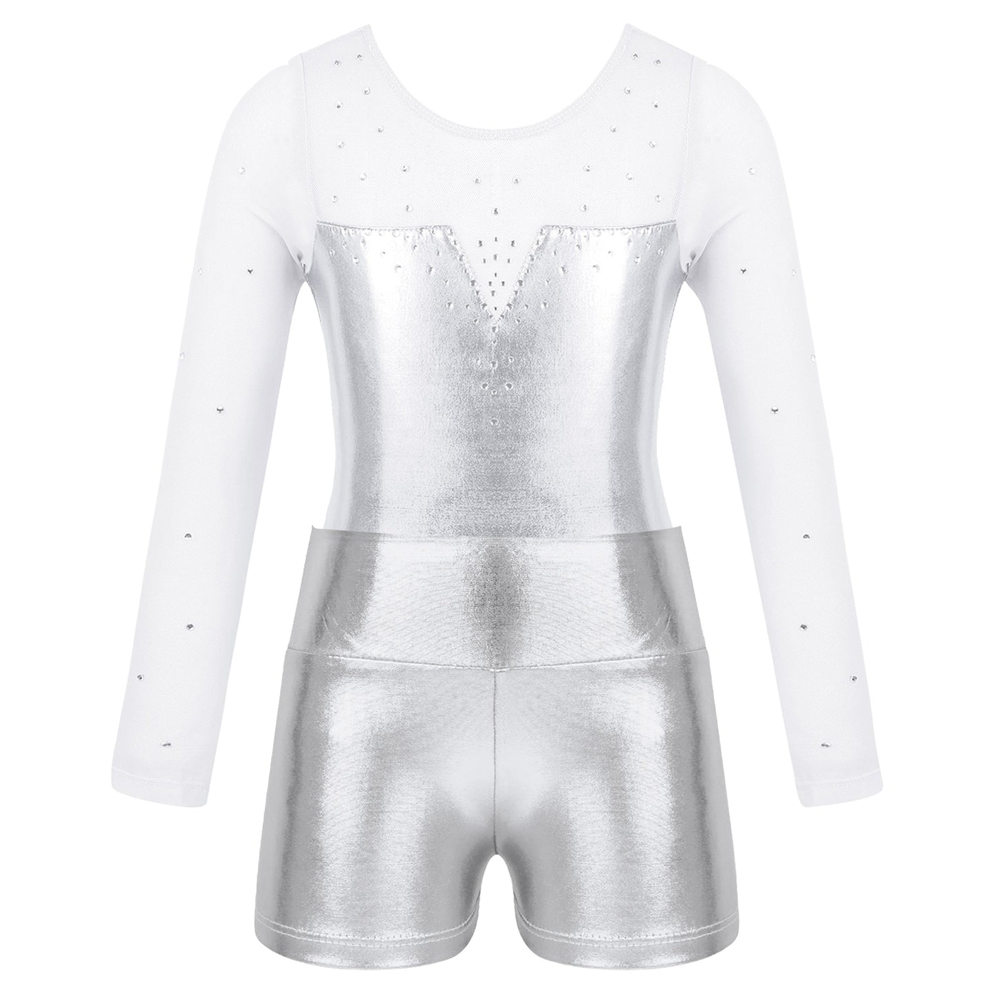 Girls Sparkly Rhinestone Ballet Dance Gymnastics Leotard & Shorts (Age 4-12 YRS)