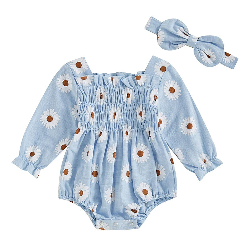 Baby Girls Daisy Romper (Age Newborn - 18M) Blue
