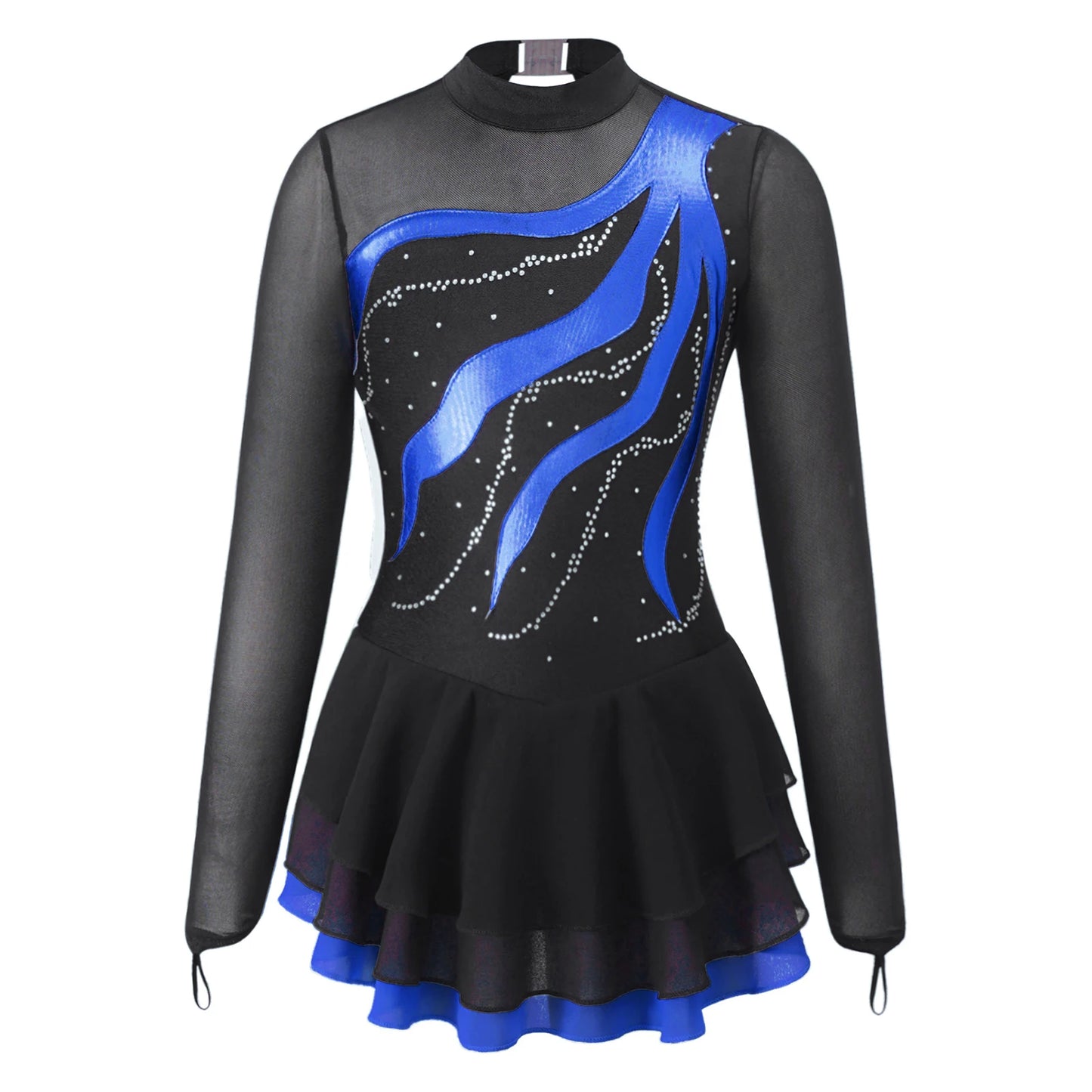 Girls Rhinestone Figure Skating Leotard Dress (Age 6-16 YRS) Royal Blue