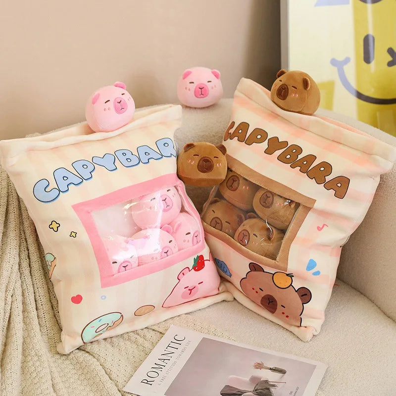 Plush Bag Of Capybara Snack Pudding Stuffed Toy - 35cmx45cm