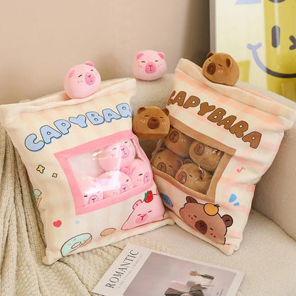 Plush Bag Of Capybara Snack Pudding Stuffed Toy - 35cmx45cm