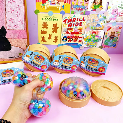 Mini Dumpling Squishy With Steamer – Crystal Soft Stress Relief Toy