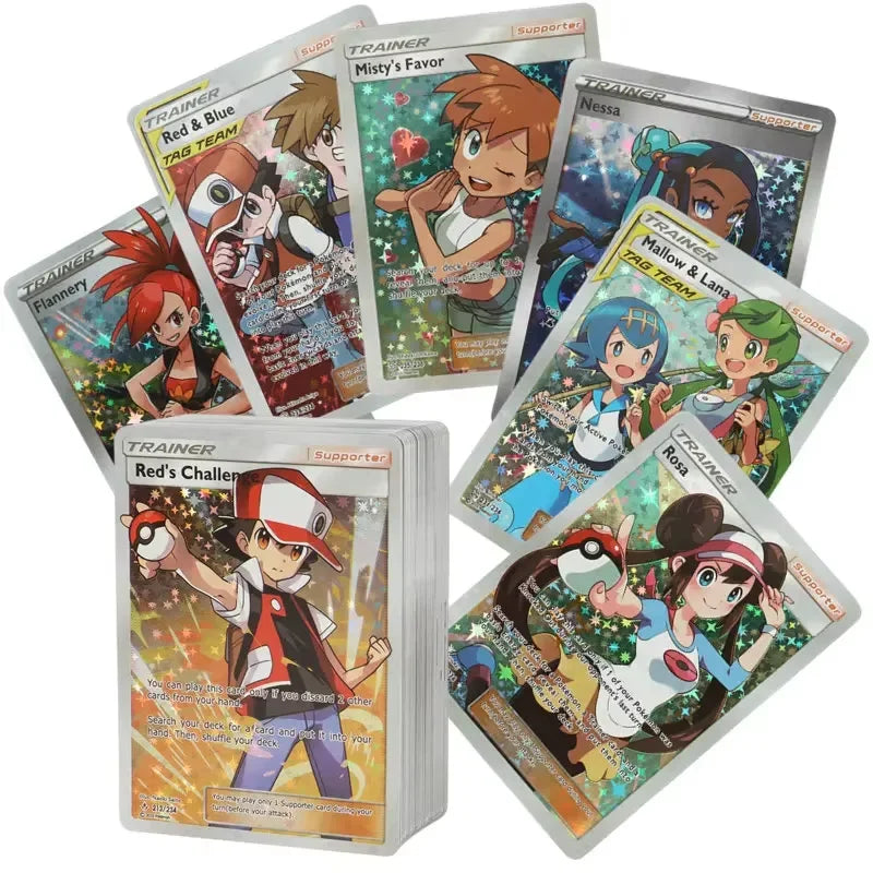 60-100Pcs English Pokemon Cards GX Tag Team 1996 Vmax EX V Mega Vstar Trainer Shining Game Battle Carte Trading Collection Cards 60Pcs Trainer
