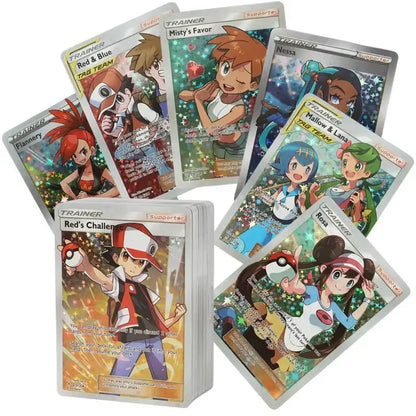 60-100Pcs English Pokemon Cards GX Tag Team 1996 Vmax EX V Mega Vstar Trainer Shining Game Battle Carte Trading Collection Cards 60Pcs Trainer