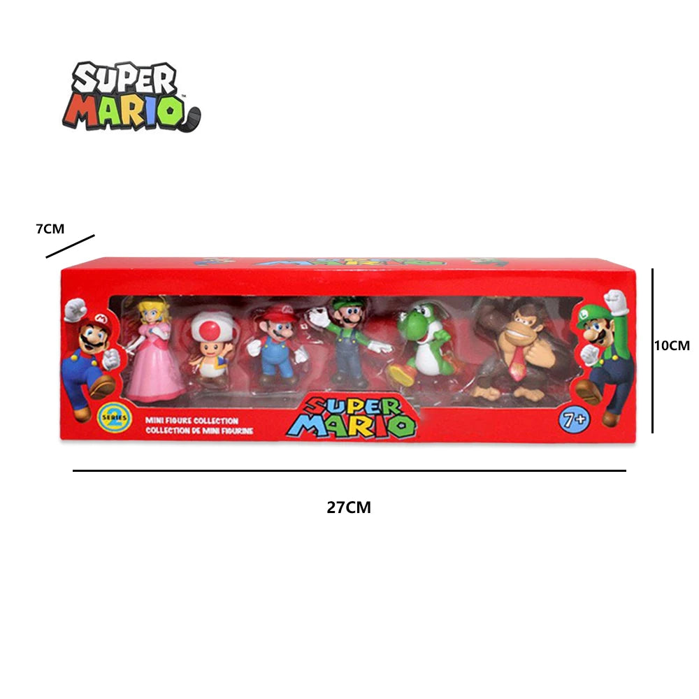 Super Mario Bros Action Figure Set – 6-Piece PVC Model Collection | Luigi, Yoshi, Donkey Kong & More
