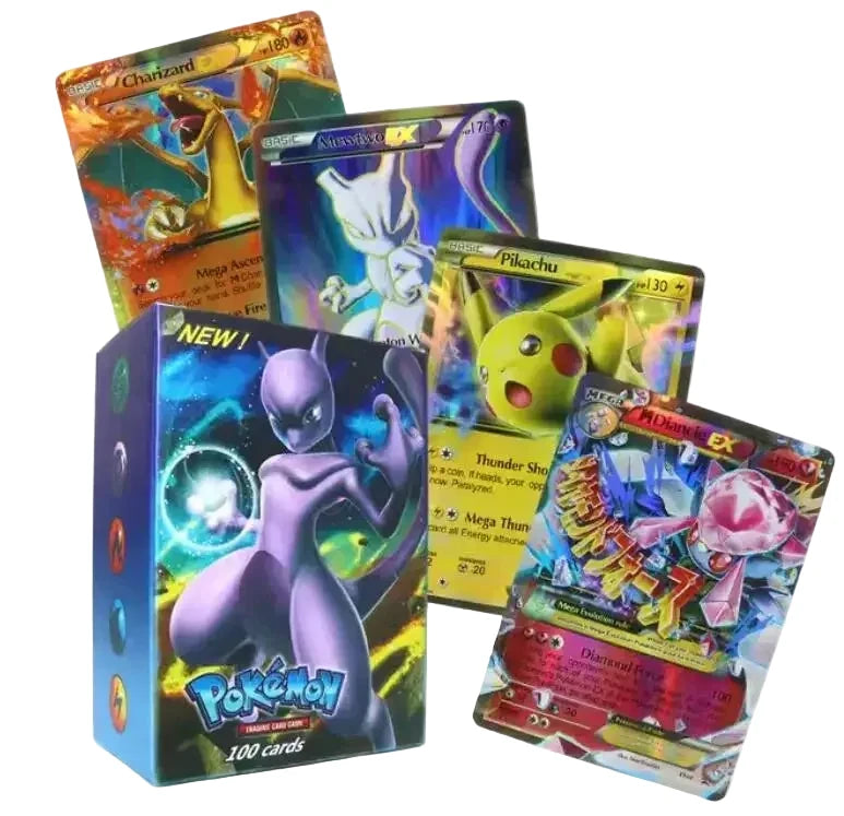60-100Pcs English Pokemon Cards GX Tag Team 1996 Vmax EX V Mega Vstar Trainer Shining Game Battle Carte Trading Collection Cards 100Pcs 80EX 20Mega