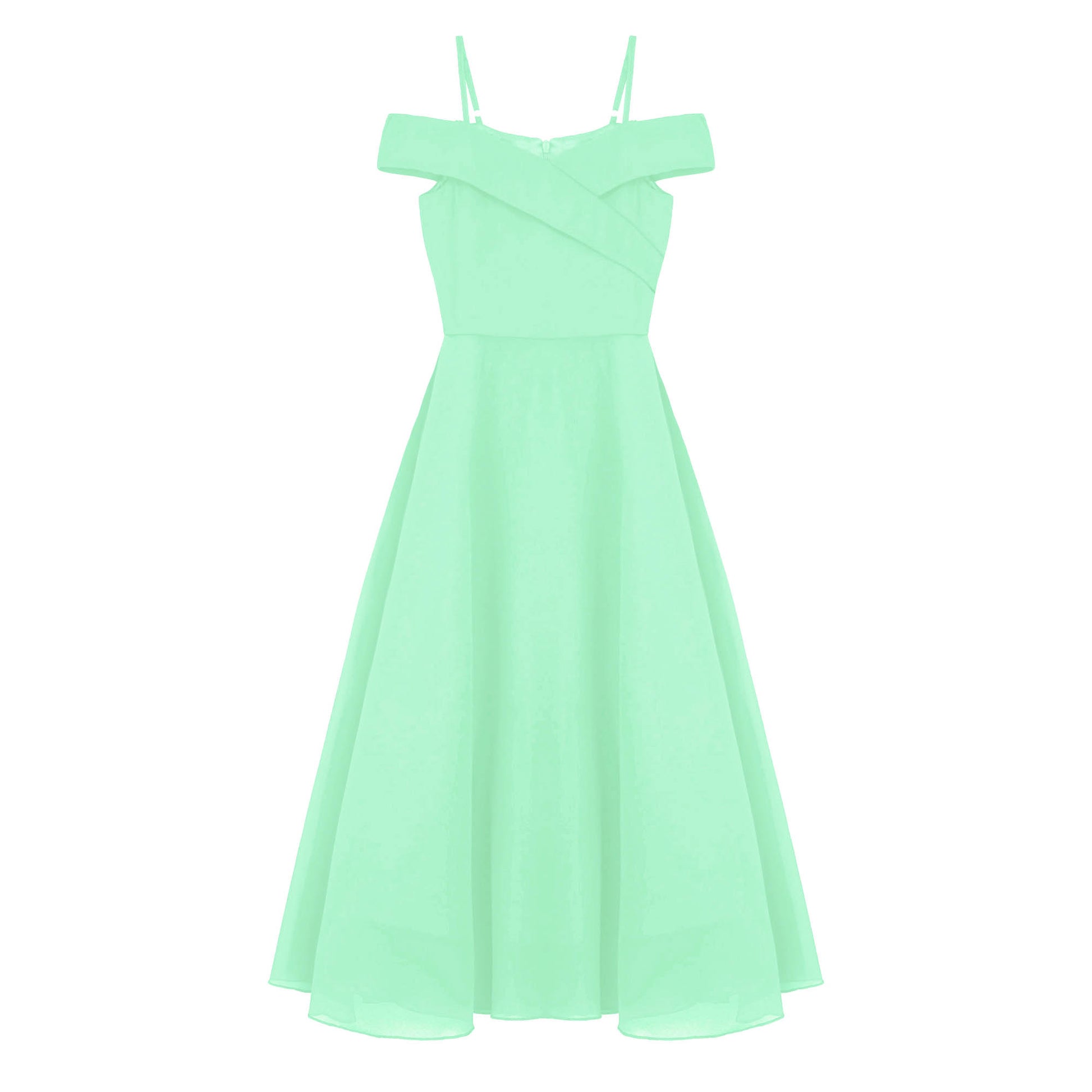 Girls Chiffon Off-the-Shoulder Adjustable A-Line Dress (Age 4-16 YRS)