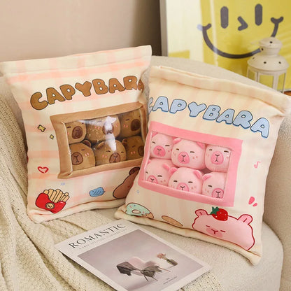 Plush Bag Of Capybara Snack Pudding Stuffed Toy - 35cmx45cm