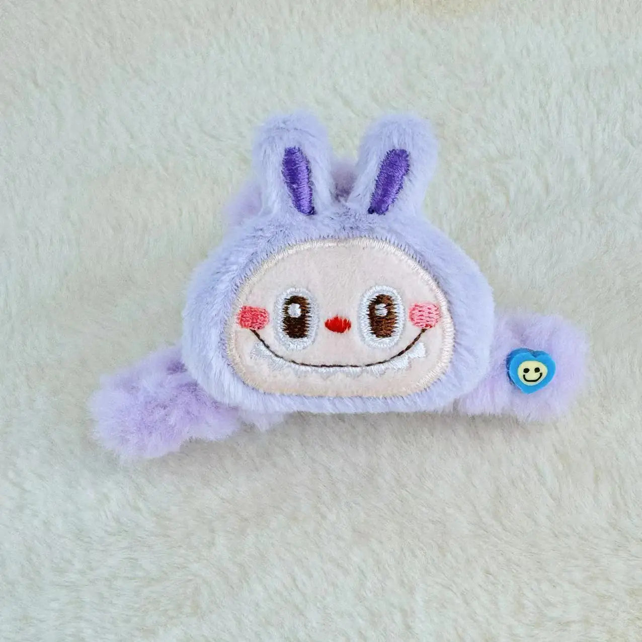 Labubu Double‑Sided Fabric Hair Clips | 3D Labubu Doll Barrettes Purple