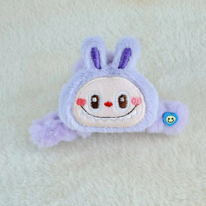 Labubu Double‑Sided Fabric Hair Clips | 3D Labubu Doll Barrettes Purple