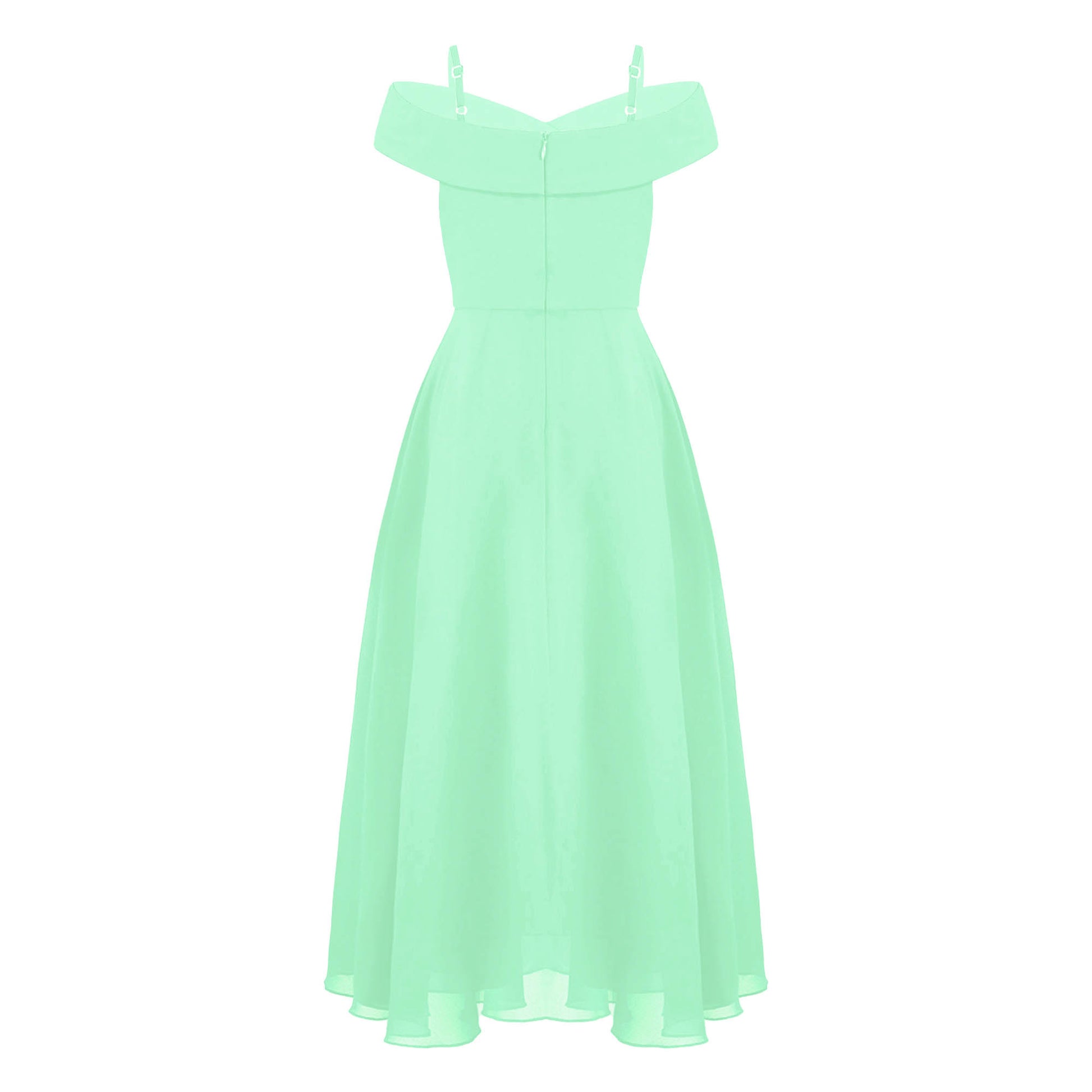 Girls Chiffon Off-the-Shoulder Adjustable A-Line Dress (Age 4-16 YRS)