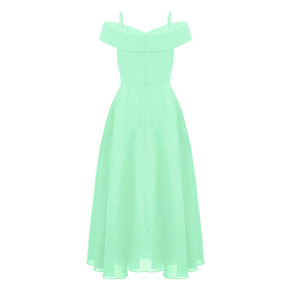 Girls Chiffon Off-the-Shoulder Adjustable A-Line Dress (Age 4-16 YRS)