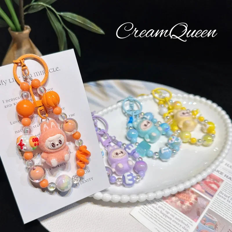 Labubu Doll Keychain Beaded Backpack Pendant
