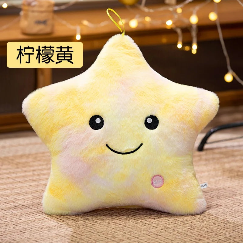 Plush LED Luminous Star Pillow Stuffed Toy 24x22cm New Yellow