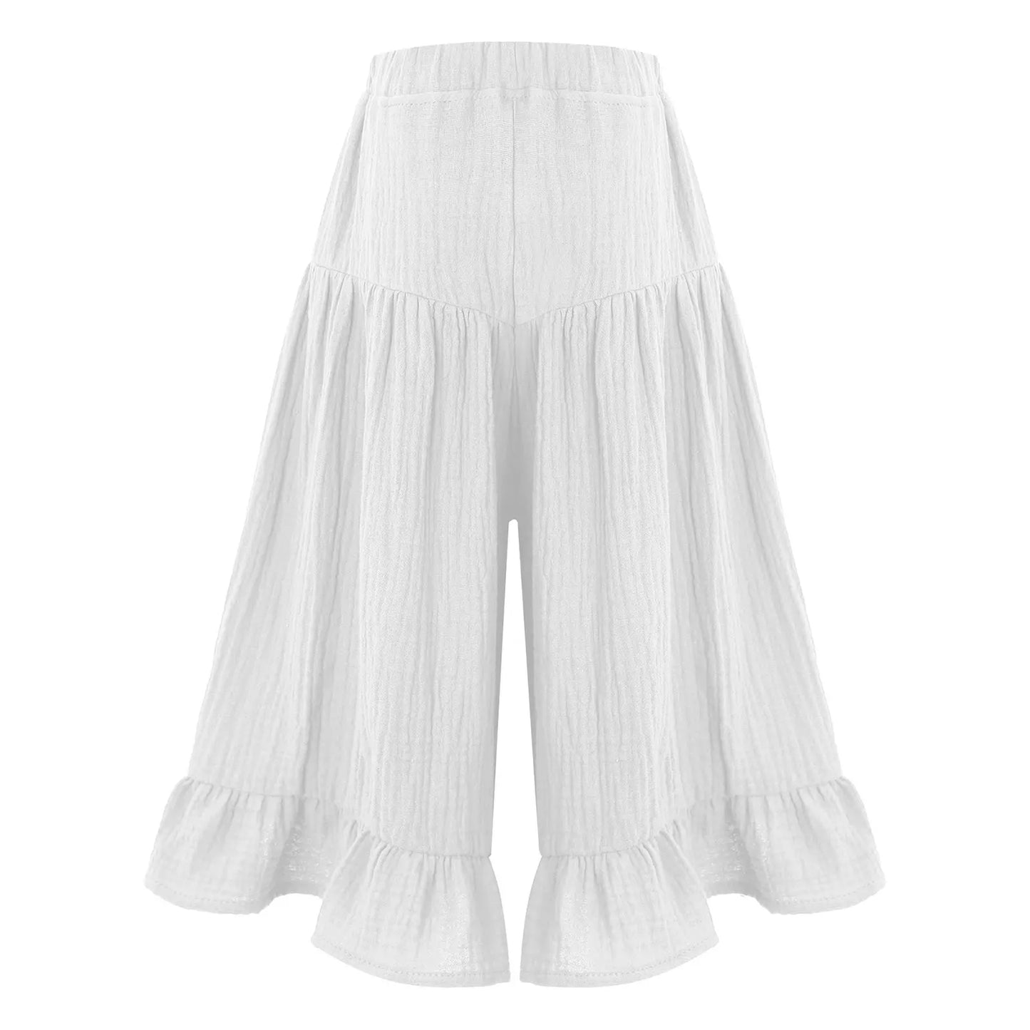 Girls Wide Leg Ruffled Trousers (Age 6M-8YRS)