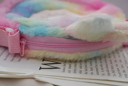 Labubu Furry Plush Shoulder Bag – Cute Kawaii Crossbody Cartoon Bag