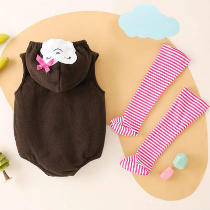 Baby Hooded Elephant/Monkey Sleeveless Zipper Romper (Age 9M-3 YRS)