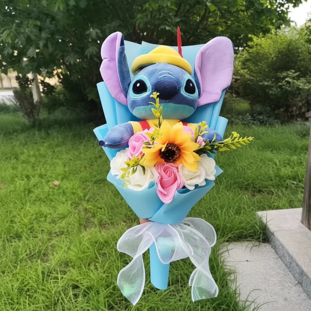 Lilo & Stitch Plush Flower Model Bouquet | Soft Plush Rose Bouquet - Valentines Gift