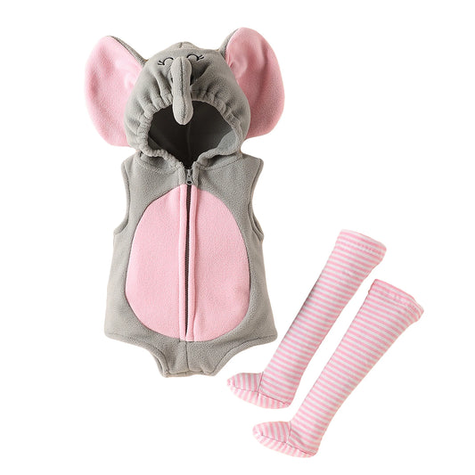 Baby Hooded Elephant/Monkey Sleeveless Zipper Romper (Age 9M-3 YRS)