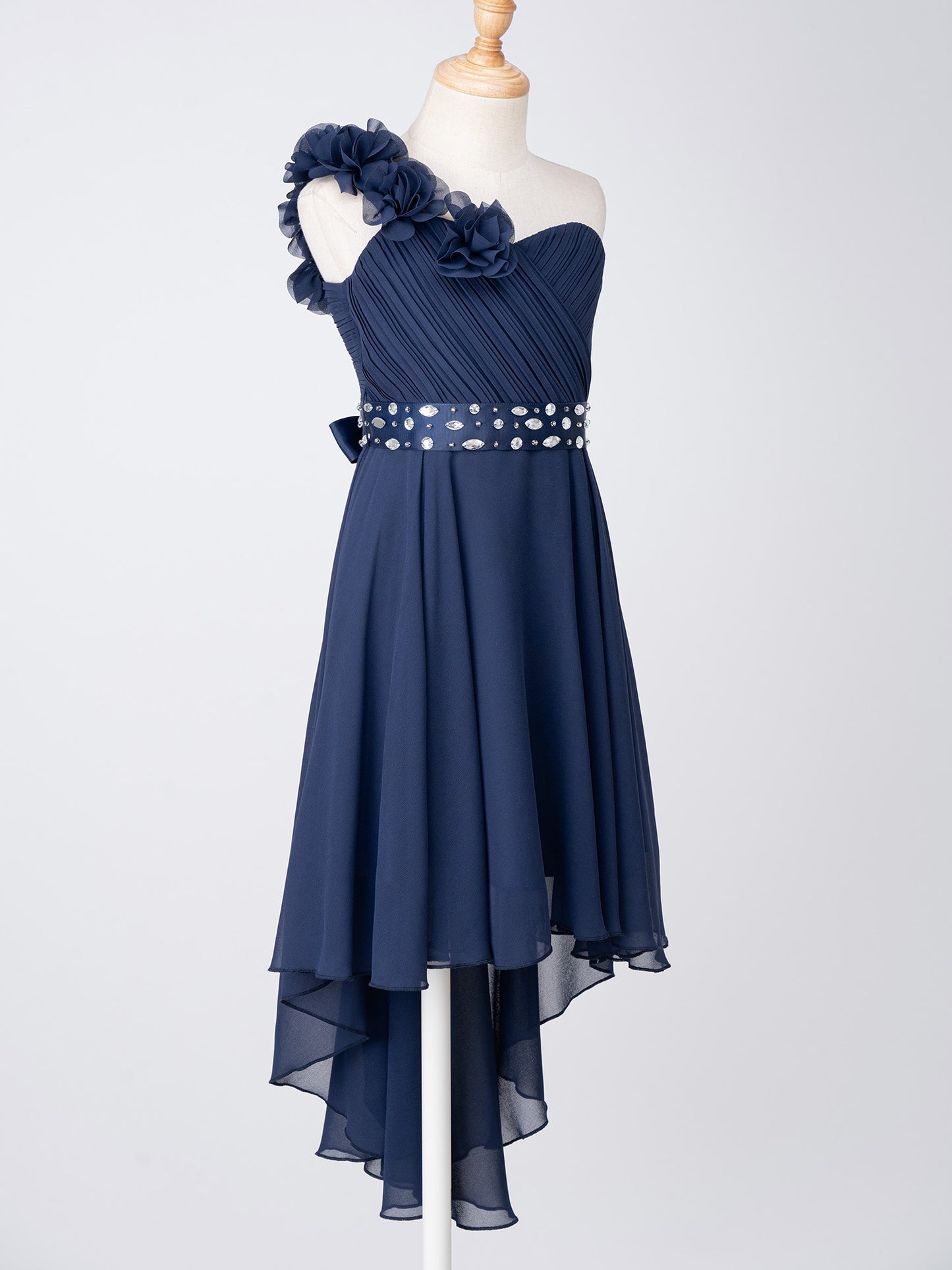 Girls One Shoulder Asymmetrical Hem Dress (Age 6-16 YRS)