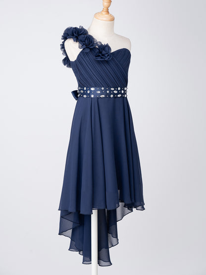 Girls One Shoulder Asymmetrical Hem Dress (Age 6-16 YRS)
