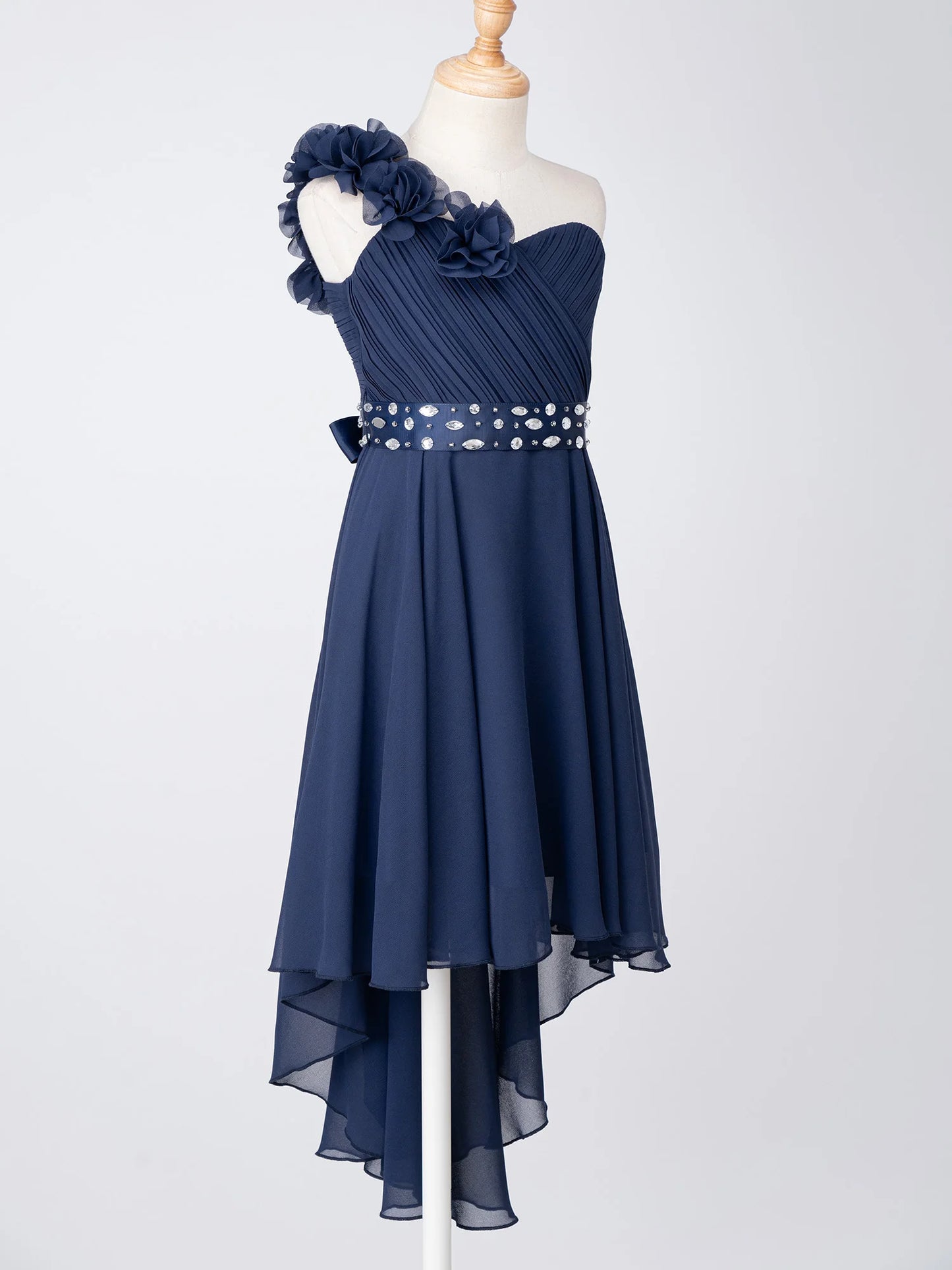 Girls One Shoulder Asymmetrical Hem Dress (Age 6-16 YRS)