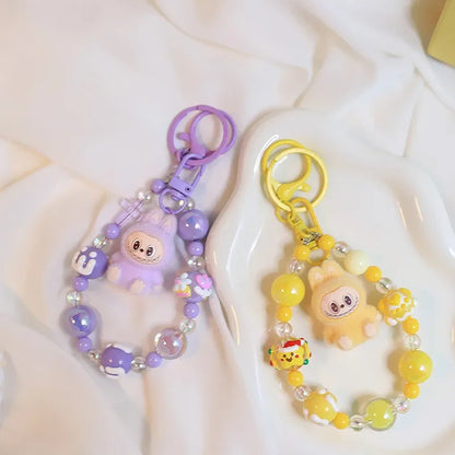 Labubu Doll Keychain Beaded Backpack Pendant