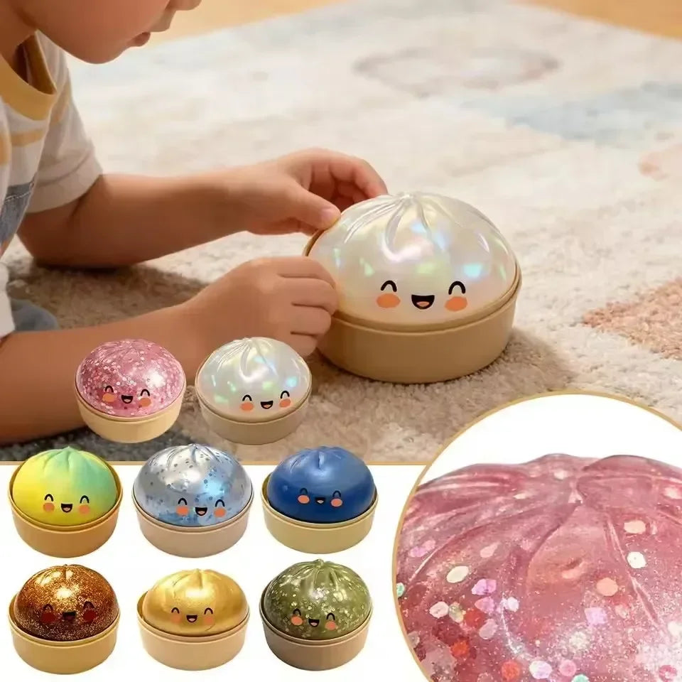 Ultra Rare Gold Glitter Dumpling Squishy – Sensory Stress Toy