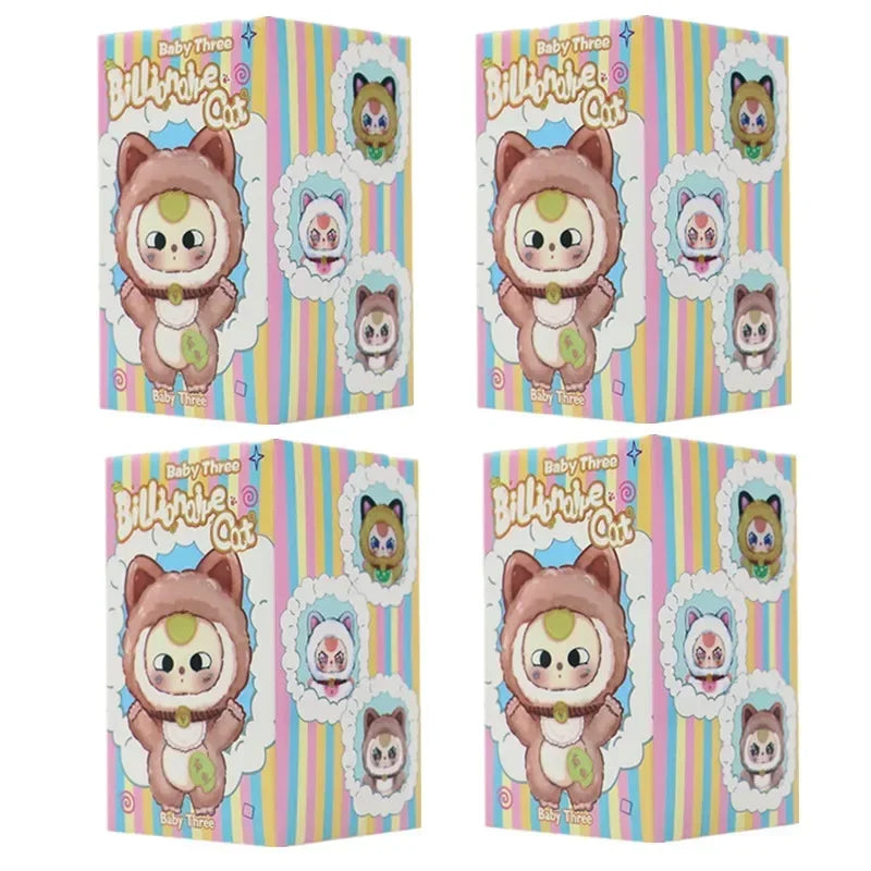 Baby Three Billionaire Lucky Cat Series – Blind Box | Cute Fortune Cat Collectible Figures Random 4pcs