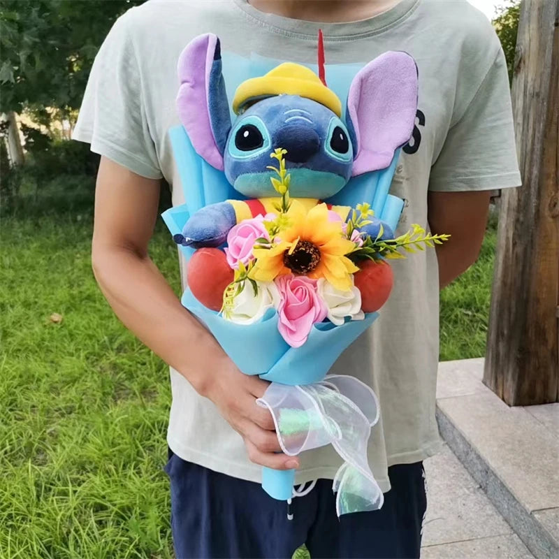 Lilo & Stitch Plush Flower Model Bouquet | Soft Plush Rose Bouquet - Valentines Gift