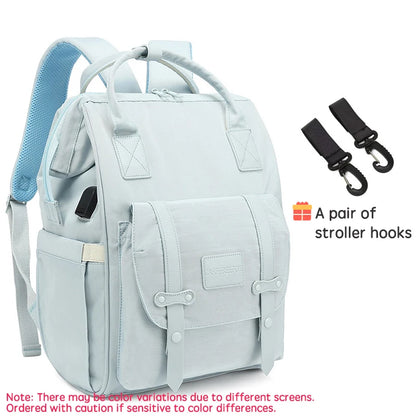 Baby Mummy Nappy Bag With Stroller Hooks Blue