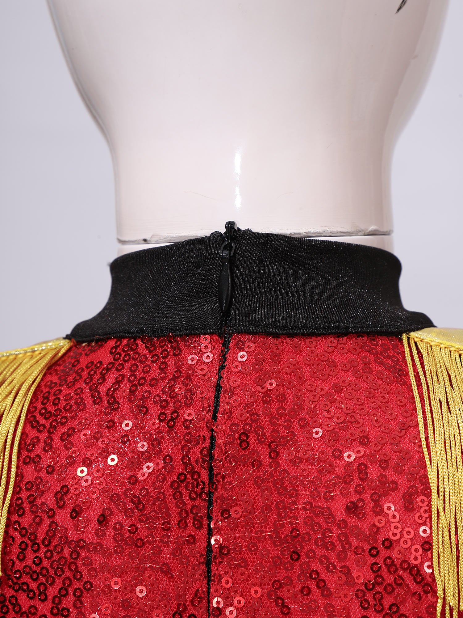 Girls Halloween Circus Ringmaster Costume Long Sleeve Sequin Leotard Dress (Age 6-14YRS)