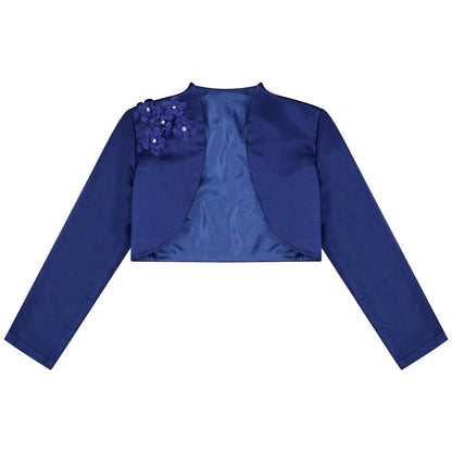 Kids Girls Long Sleeve Satin Shrug Jacket (Age 4-14 YRS)