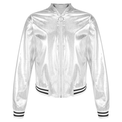 Girls Metallic Long Sleeve Zipper Jacket (Age 6-16 YRS)