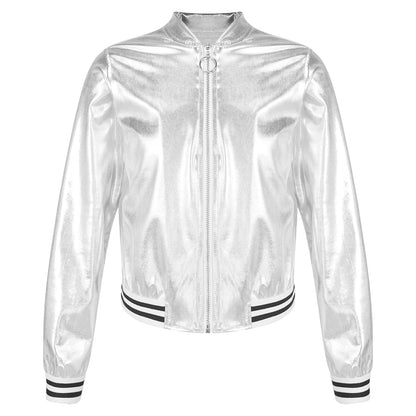Girls Metallic Long Sleeve Zipper Jacket (Age 6-16 YRS)