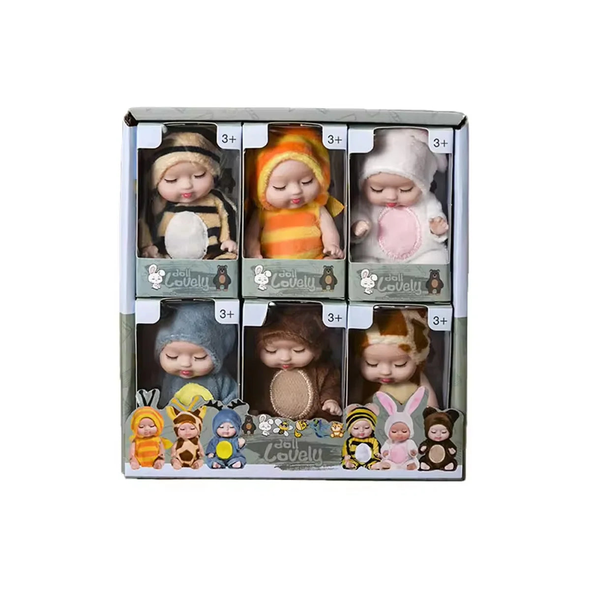 Mini Reborn Doll Kit – 6-Piece Sleeping Baby Princess Set with Clothes & Accessories Multicolor 6pcs
