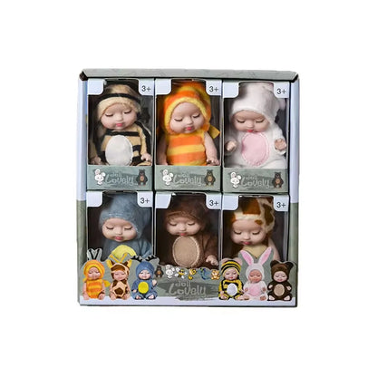 Mini Reborn Doll Kit – 6-Piece Sleeping Baby Princess Set with Clothes & Accessories Multicolor 6pcs
